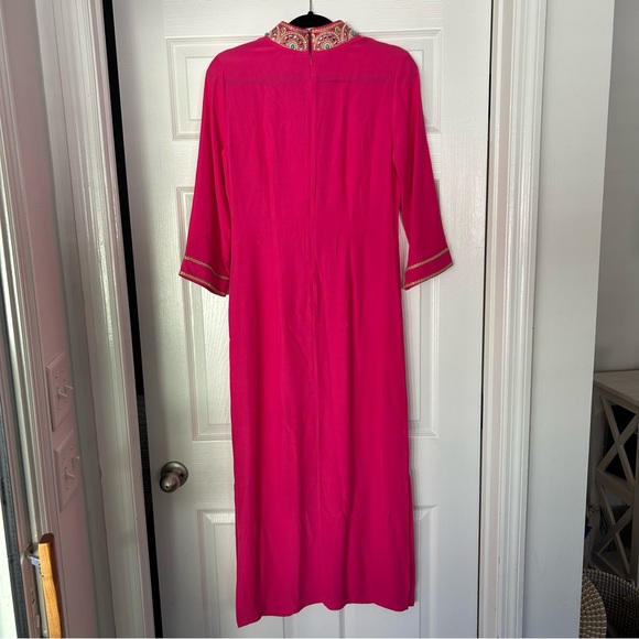 NWOT NICOBLU NOOR LONG FUCHSIA TUNIC DRESS WITH GOLD EMBELLISHMENT SIZE 4 - Picture 8 of 8